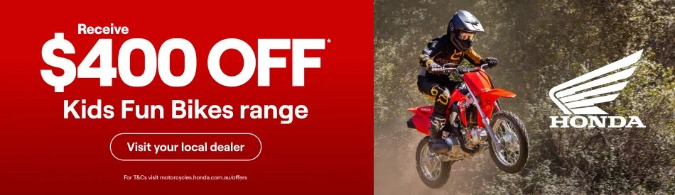 Honda предлагает скидку $400 на линейку Kids Fun Bikes. Ознакомьтесь с модельным рядом и найдите местного дилера