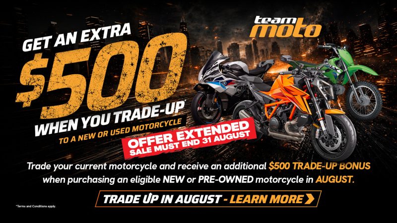 При обмене мотоцикла в TeamMoto можно получить дополнительно $500