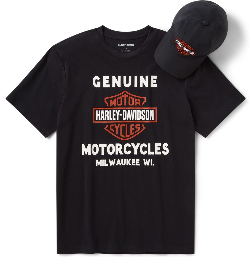 Bar & Shield Tee and Cap Set объединяет графику, вдохновлённую фирменным стилем Harley-Davidson примерно 1940-х годов и