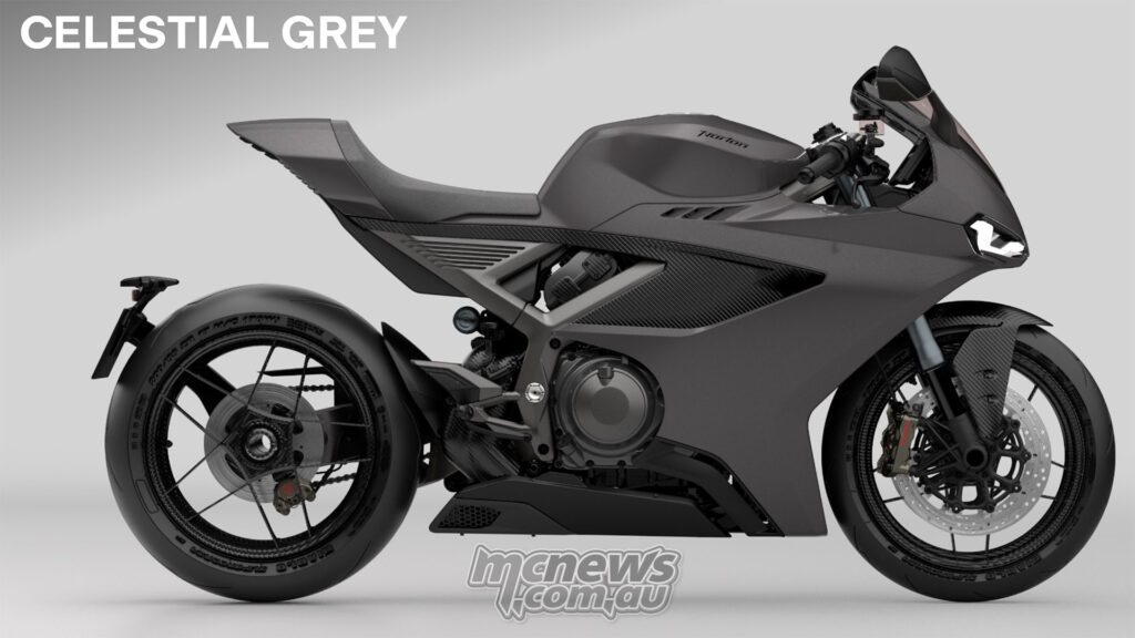 Norton Manx R в цвете Celestial Grey — более спокойная отделка, которая хорошо сочетается с чистыми поверхностями мотоцикла