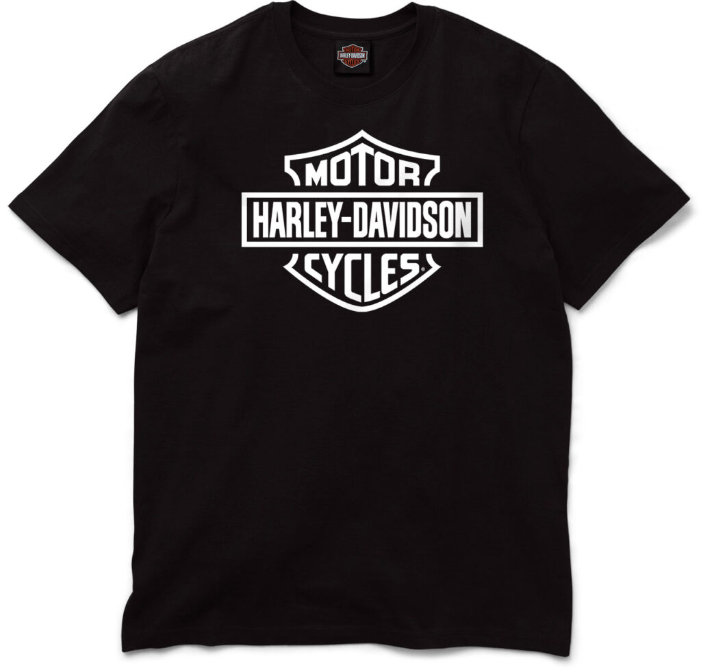 H-D Standard Bar & Shield Men’s Tee сохраняет классический стиль благодаря белому логотипу Harley-Davidson на чёрном